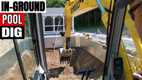 digging a pool with a mini excavator|kobelco dig to build a pool.